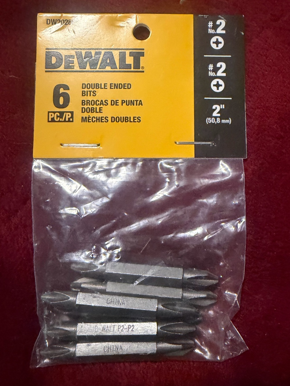 DEWALT 6-Pack Double-Ended Phillips Bits — Yellow & Black